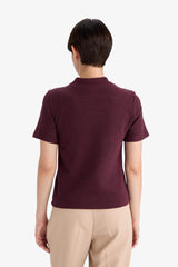 Slim Fit Slim Cut Half Turtleneck Short Sleeve T-Shirt