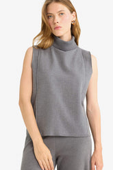 Regular Fit Turtleneck Knit Tank Top