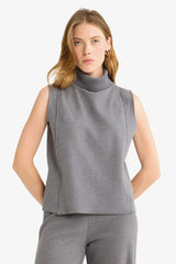 Regular Fit Turtleneck Knit Tank Top