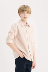 Male Kids Oversize Wide Mold Polo Collar Parachute Long Sleeve Shirt