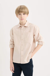 Male Kids Oversize Wide Mold Polo Collar Parachute Long Sleeve Shirt