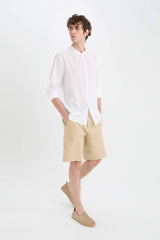 Regular Fit Summer Linen Bermuda Shorts
