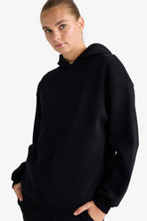 Relax Fit Hooded Basic Plain Thick Sweatshirt