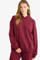 Relax Fit Hooded Basic Plain Thick Sweatshirt