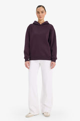 Relax Fit Hooded Basic Plain Thick Sweatshirt