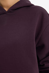 Relax Fit Hooded Basic Plain Thick Sweatshirt