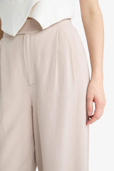 Wide Leg Linen Blend Fabric Trousers