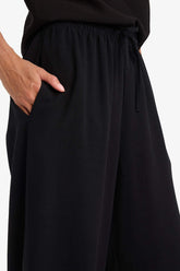 Wide Leg High Waist Linen Blend Fabric Trousers