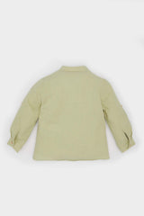 Baby Boy Shirt Collar Flam Poplin Long Sleeve Shirt