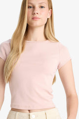 Cool Fitted Crew Neck Rib Short Sleeve T-Shirt