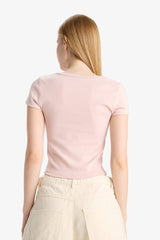 Cool Fitted Crew Neck Rib Short Sleeve T-Shirt