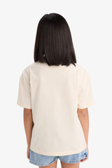 Girl Relax Fit Crew Neck Printed Short Sleeve T-Shirt