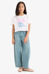 Girl Crew Neck Slogan Printed T-Shirt