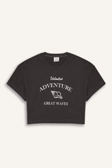 Girls Crop Crew Neck Printed Short Sleeve T-Shirt