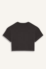 Girls Crop Crew Neck Printed Short Sleeve T-Shirt