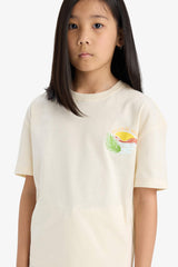 Girl Relax Fit Crew Neck Back Printed Short Sleeve T-Shirt