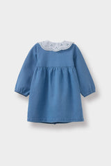 Baby Girl Embroidered Collar Long Sleeve Jean Dress
