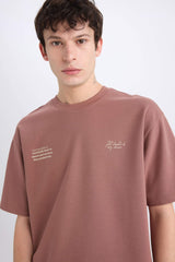 Boxy Fit Crew Neck Printed Heavy Fabric T-Shirt