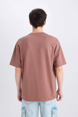 Boxy Fit Crew Neck Printed Heavy Fabric T-Shirt