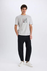 Boxy Fit Crew Neck Printed T-Shirt