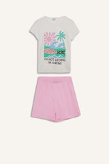 Girls Pajama Set Printed Short Sleeve Top Elastic Waist Shorts