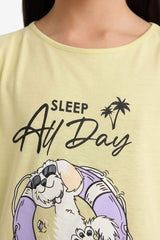 Girls Pajama Set Printed Short Sleeve Top Elastic Waist Shorts