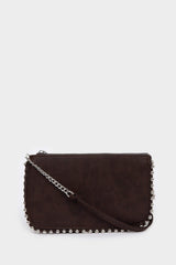 Suede Cross Bag With Women Staple Detail