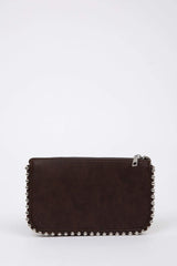 Suede Cross Bag With Women Staple Detail