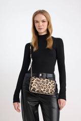 Suede Cross Bag With Women Staple Detail