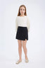 Girl Crew Neck Blouse Shorts Skirt 2 Piece Set