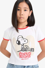Girls Snoopy Crop Crew Neck Camisole Short Sleeve T-Shirt