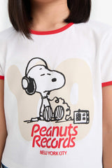 Girls Snoopy Crop Crew Neck Camisole Short Sleeve T-Shirt