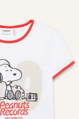 Girls Snoopy Crop Crew Neck Camisole Short Sleeve T-Shirt