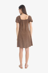 Coool Square Neck Floral Patterned Viscose Short Sleeve Mini Dress