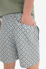 Patterned Mesh Lined Short Swim Shorts