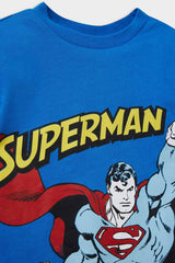 Baby Boy Superman Pajama Set Short Sleeve Combed Cotton Top and Elastic Waist Shorts