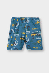 Baby Boy 4-Piece Pajama Set Vehicle Printed Short Sleeve Combed Cotton Top and Shorts