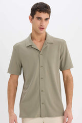 Regular Fit Polo Collar Short Sleeve Shirt