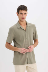 Regular Fit Polo Collar Short Sleeve Shirt