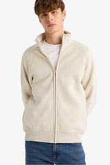 Boxy Fit Stand Collar Printed Zippered Sweatshirt with Soft Fur Inside