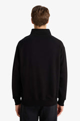 Boxy Fit Stand Collar Printed Zippered Sweatshirt with Soft Fur Inside