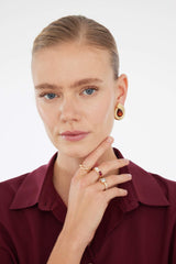Women 3-Piece Stone Gold Ring