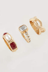 Women 3-Piece Stone Gold Ring