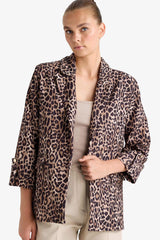 Loose Fit Jacket Collar Leopard Print Blazer Jacket