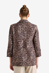 Loose Fit Jacket Collar Leopard Print Blazer Jacket