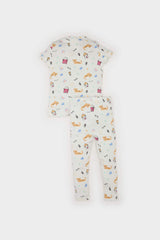 Girl Baby Pajama Set Patterned Short Sleeve Fit Camisole Top Waist Waist Long Bottom