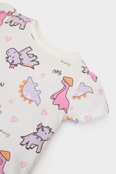 Girl Baby Pajama Kit Dinosaur Printed Short Sleeve Combed Pajama Top Flexible Certain Long Pajama Six