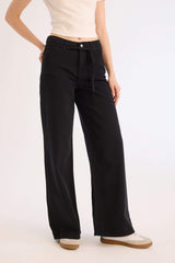 Wide Leg High Waist Gabardine Trousers