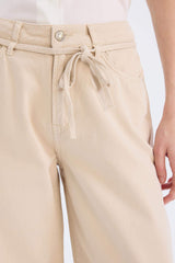 Wide Leg High Waist Gabardine Trousers