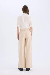 Wide Leg High Waist Gabardine Trousers